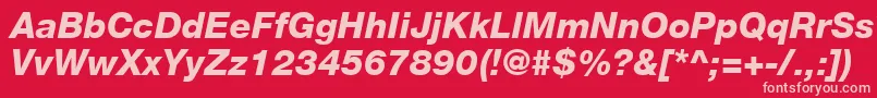HelveticaLt86HeavyItalic-fontti – vaaleanpunaiset fontit punaisella taustalla