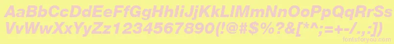 HelveticaLt86HeavyItalic-Schriftart – Rosa Schriften auf gelbem Hintergrund