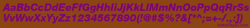 Czcionka HelveticaLt86HeavyItalic – fioletowe czcionki na brązowym tle