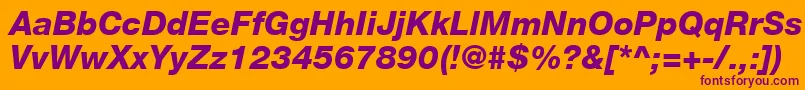 フォントHelveticaLt86HeavyItalic – オレンジの背景に紫のフォント