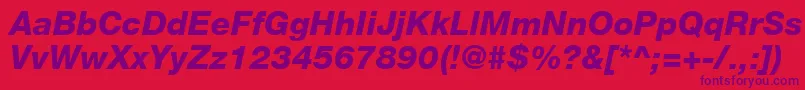 HelveticaLt86HeavyItalic-fontti – violetit fontit punaisella taustalla