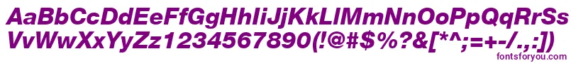 Fonte HelveticaLt86HeavyItalic – fontes roxas em um fundo branco