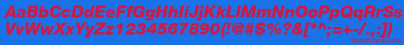 フォントHelveticaLt86HeavyItalic – 赤い文字の青い背景