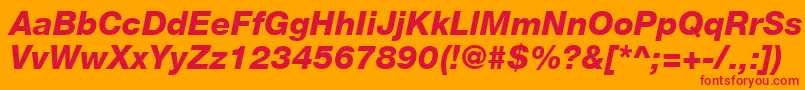 Fonte HelveticaLt86HeavyItalic – fontes vermelhas em um fundo laranja