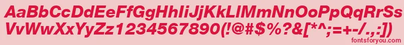 Czcionka HelveticaLt86HeavyItalic – czerwone czcionki na różowym tle
