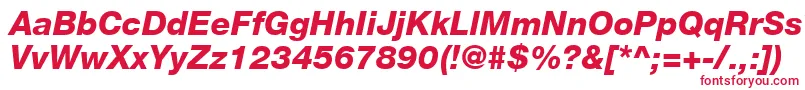 Fonte HelveticaLt86HeavyItalic – fontes vermelhas em um fundo branco