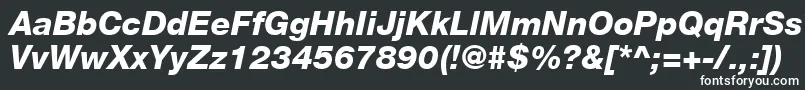 HelveticaLt86HeavyItalic-fontti – valkoiset fontit mustalla taustalla