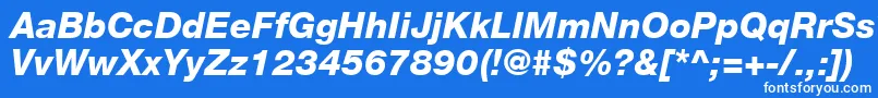 HelveticaLt86HeavyItalic-Schriftart – Weiße Schriften auf blauem Hintergrund