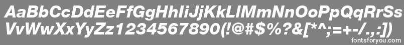 フォントHelveticaLt86HeavyItalic – 灰色の背景に白い文字