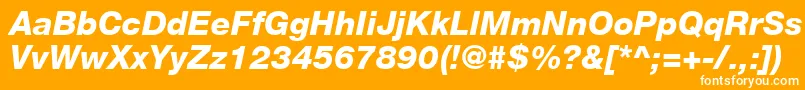 HelveticaLt86HeavyItalic-fontti – valkoiset fontit oranssilla taustalla