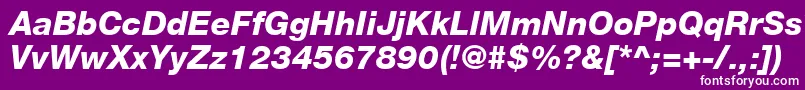 HelveticaLt86HeavyItalic-fontti – valkoiset fontit violetilla taustalla