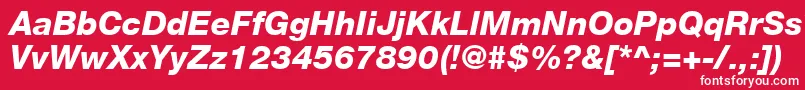 Czcionka HelveticaLt86HeavyItalic – białe czcionki na czerwonym tle
