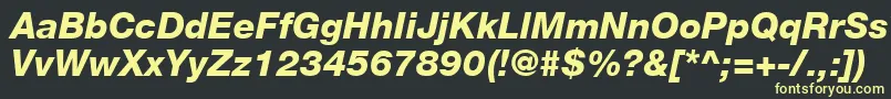 フォントHelveticaLt86HeavyItalic – 黒い背景に黄色の文字