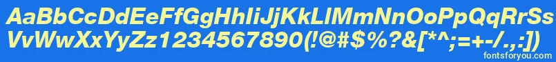Czcionka HelveticaLt86HeavyItalic – żółte czcionki na niebieskim tle