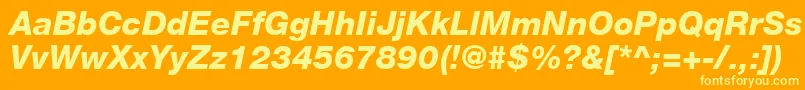 Fonte HelveticaLt86HeavyItalic – fontes amarelas em um fundo laranja