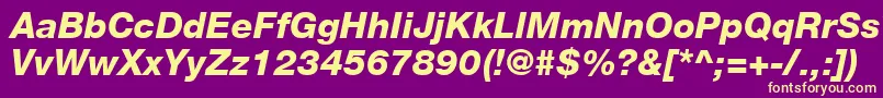 Czcionka HelveticaLt86HeavyItalic – żółte czcionki na fioletowym tle