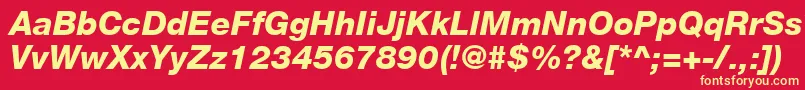 HelveticaLt86HeavyItalic-fontti – keltaiset fontit punaisella taustalla