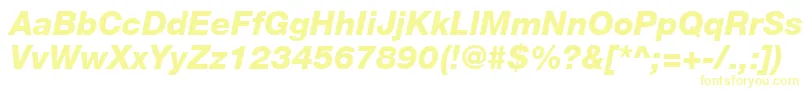 Czcionka HelveticaLt86HeavyItalic – żółte czcionki na białym tle