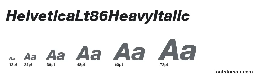 Tamanhos de fonte HelveticaLt86HeavyItalic