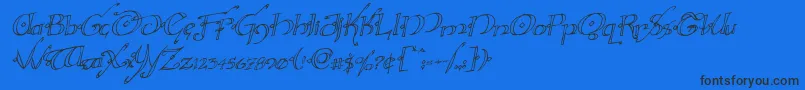 Fonte Hollyjinglerotal – fontes pretas em um fundo azul