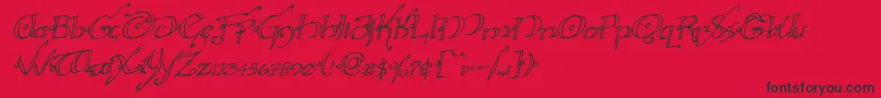 Hollyjinglerotal-Schriftart – Schwarze Schriften auf rotem Hintergrund