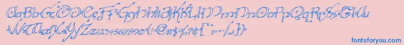 Hollyjinglerotal-Schriftart – Blaue Schriften auf rosa Hintergrund