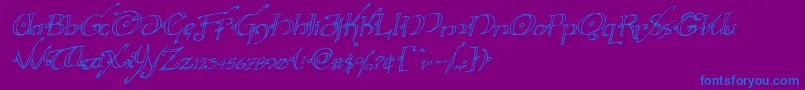 Hollyjinglerotal-Schriftart – Blaue Schriften auf violettem Hintergrund
