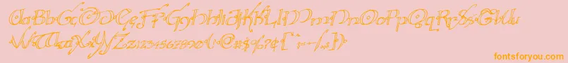 Hollyjinglerotal-Schriftart – Orangefarbene Schriften auf rosa Hintergrund