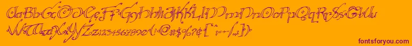 Hollyjinglerotal-Schriftart – Violette Schriften auf orangefarbenem Hintergrund