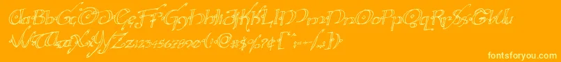 Hollyjinglerotal-Schriftart – Gelbe Schriften auf orangefarbenem Hintergrund
