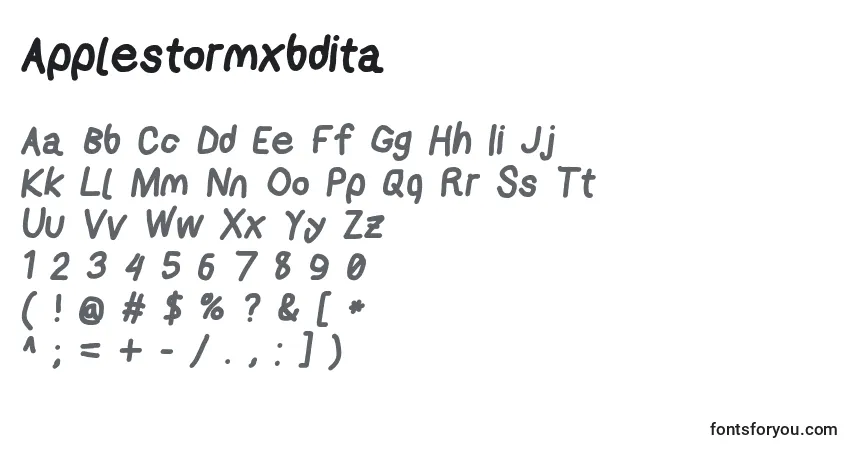 A fonte Applestormxbdita – alfabeto, números, caracteres especiais