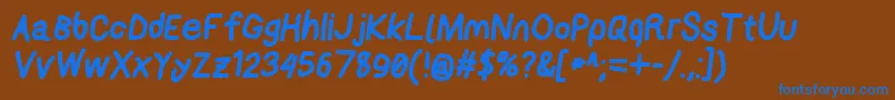 Applestormxbdita-Schriftart – Blaue Schriften auf braunem Hintergrund