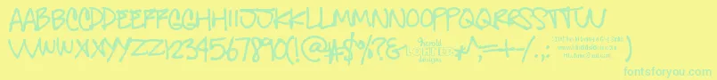 More about GregsOtherHand Font GregsOtherHand Font – Green Fonts on Yellow Background
