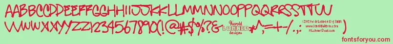 fuente GregsOtherHand – Fuentes Rojas Sobre Fondo Verde