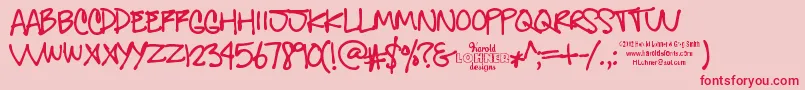 Police GregsOtherHand – polices rouges sur fond rose