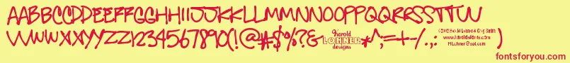 GregsOtherHand-Schriftart – Rote Schriften auf gelbem Hintergrund