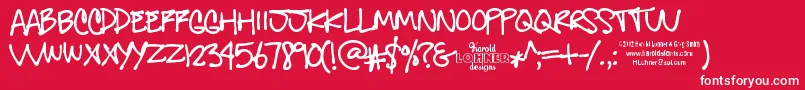 GregsOtherHand Font – White Fonts on Red Background