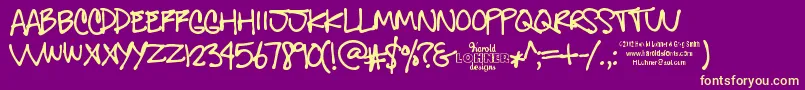 Lisätietoja GregsOtherHand-fontista GregsOtherHand-fontti – keltaiset fontit violetilla taustalla