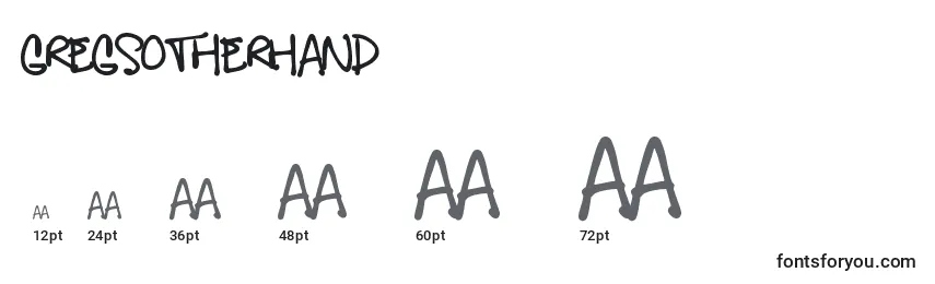 GregsOtherHand Font Sizes