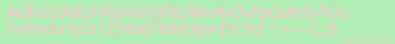 RotisIiSansProBoldItalic-fontti – vaaleanpunaiset fontit vihreällä taustalla