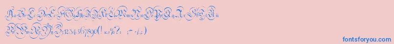StrassburgFraktur-Schriftart – Blaue Schriften auf rosa Hintergrund