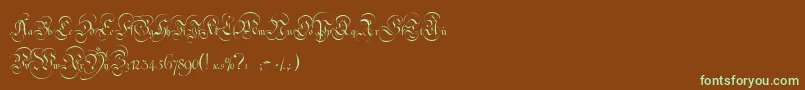 フォントStrassburgFraktur – 緑色の文字が茶色の背景にあります。