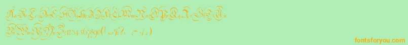 StrassburgFraktur-Schriftart – Orangefarbene Schriften auf grünem Hintergrund