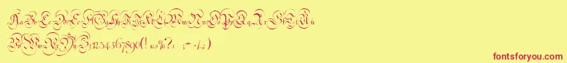 StrassburgFraktur-Schriftart – Rote Schriften auf gelbem Hintergrund