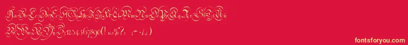 StrassburgFraktur-Schriftart – Gelbe Schriften auf rotem Hintergrund