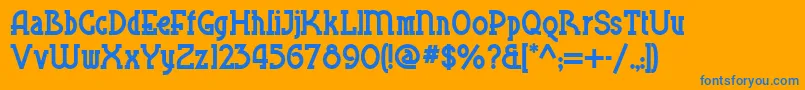 Blue Plate Special Nf-Schriftart – Blaue Schriften auf orangefarbenem Hintergrund