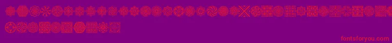 Henmanpictthree-Schriftart – Rote Schriften auf violettem Hintergrund