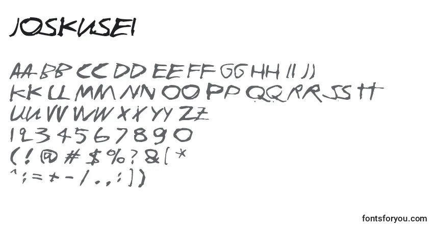 Czcionka Joskusei – alfabet, cyfry, specjalne znaki