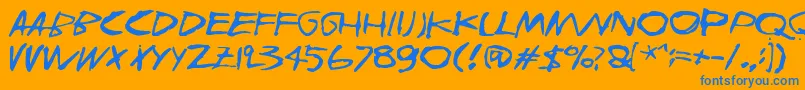 Joskusei Font – Blue Fonts on Orange Background