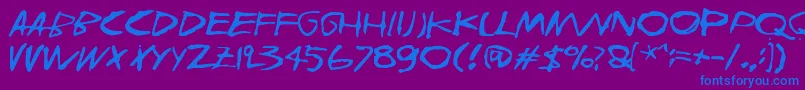 Joskusei-Schriftart – Blaue Schriften auf violettem Hintergrund